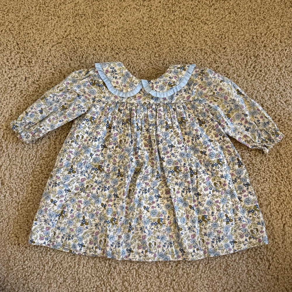 Floral Baby Dress with Ruffled Collar